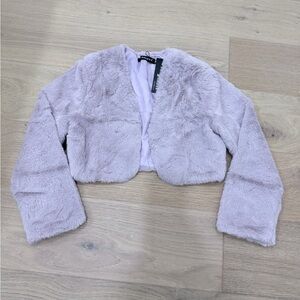 Allegra K Light Purple Faux Fur Jacket